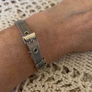 Silvertone mesh buckle style bracelet